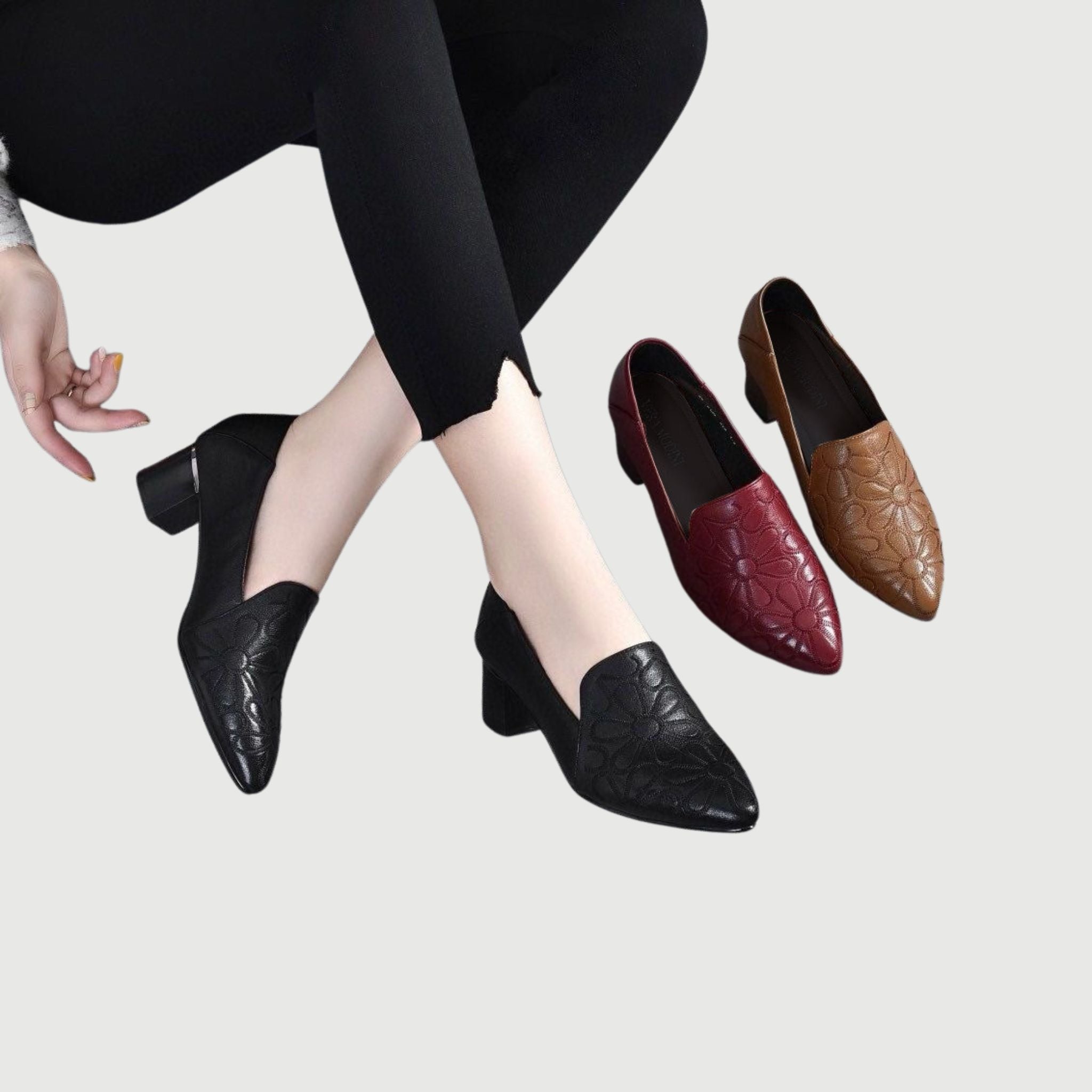 Valentina™ | Décolleté in pelle morbida con ricamo