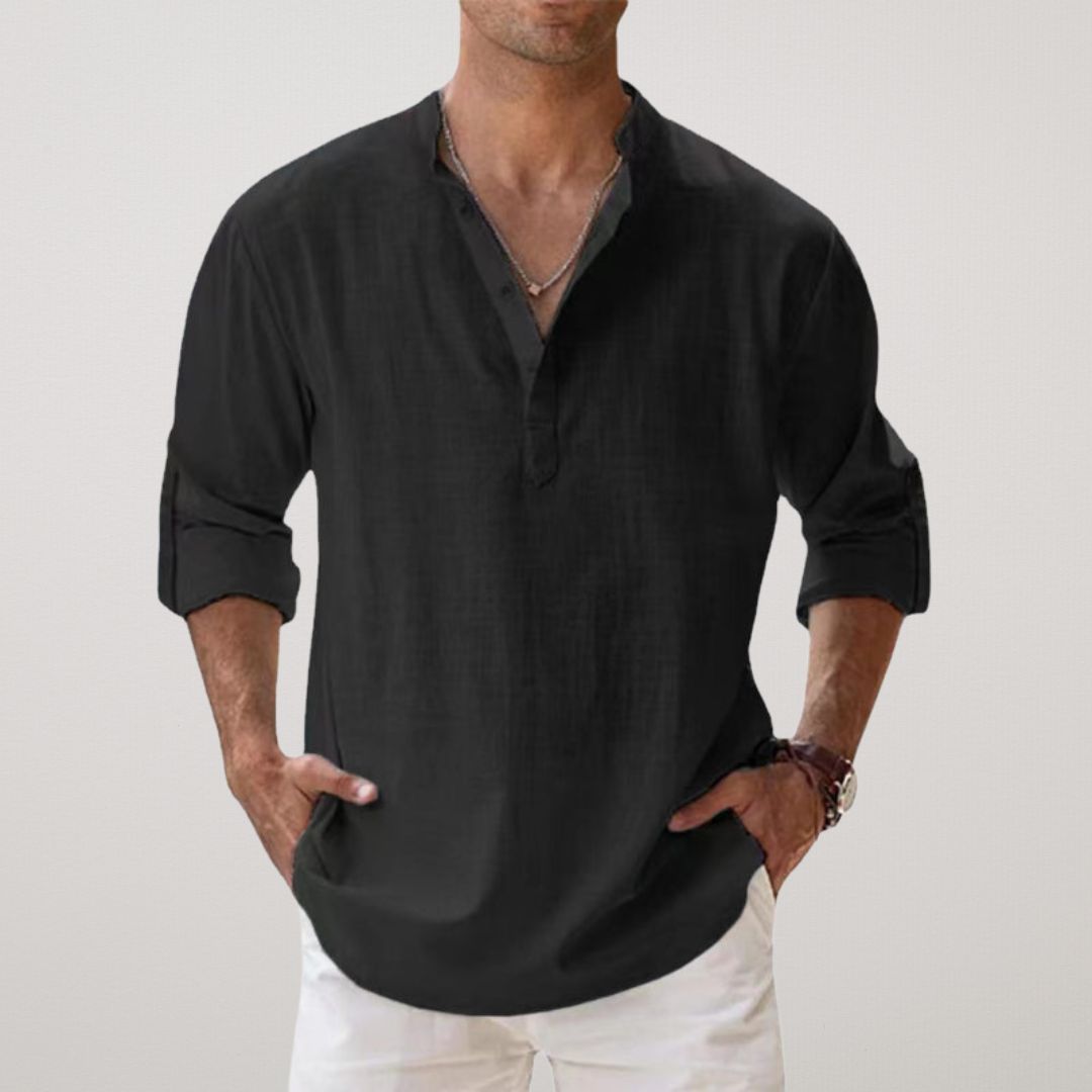 Valentina™ - Camicia Henley in cotone effetto lino