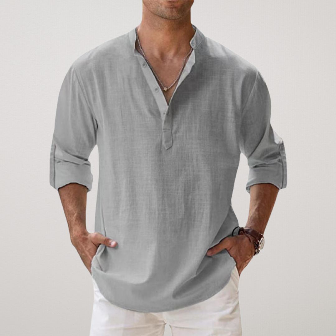 Valentina™ - Camicia Henley in cotone effetto lino