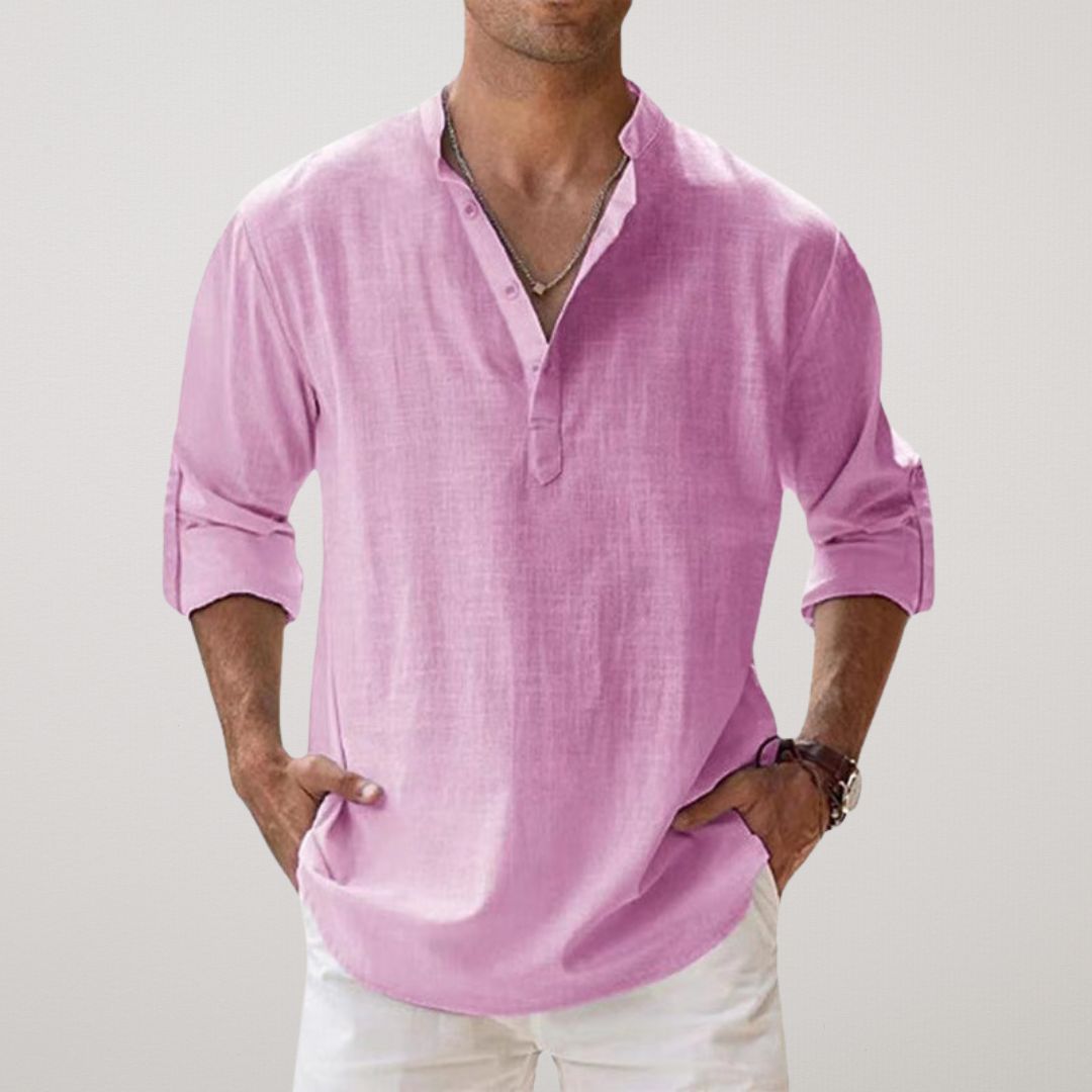 Valentina™ - Camicia Henley in cotone effetto lino