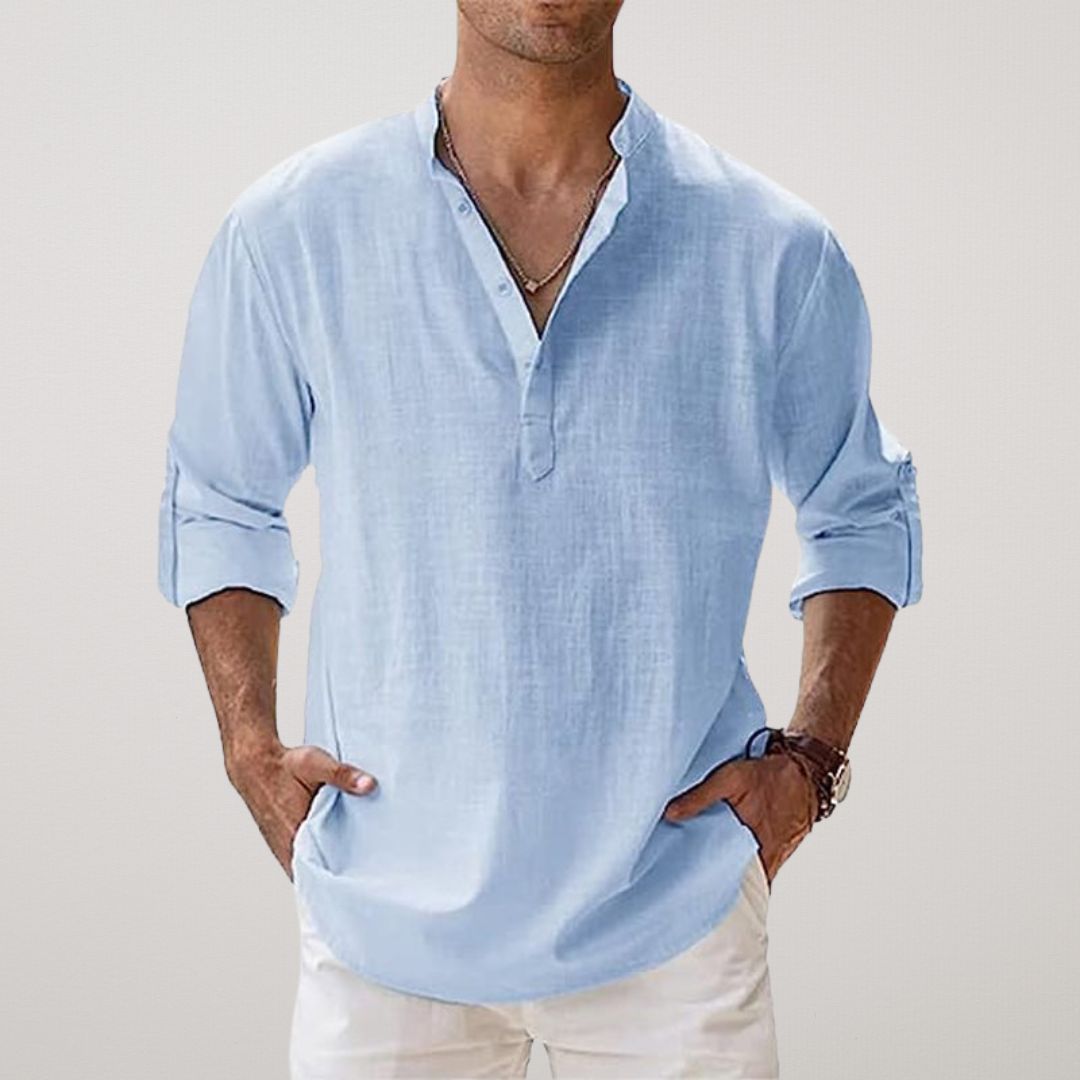 Valentina™ - Camicia Henley in cotone effetto lino