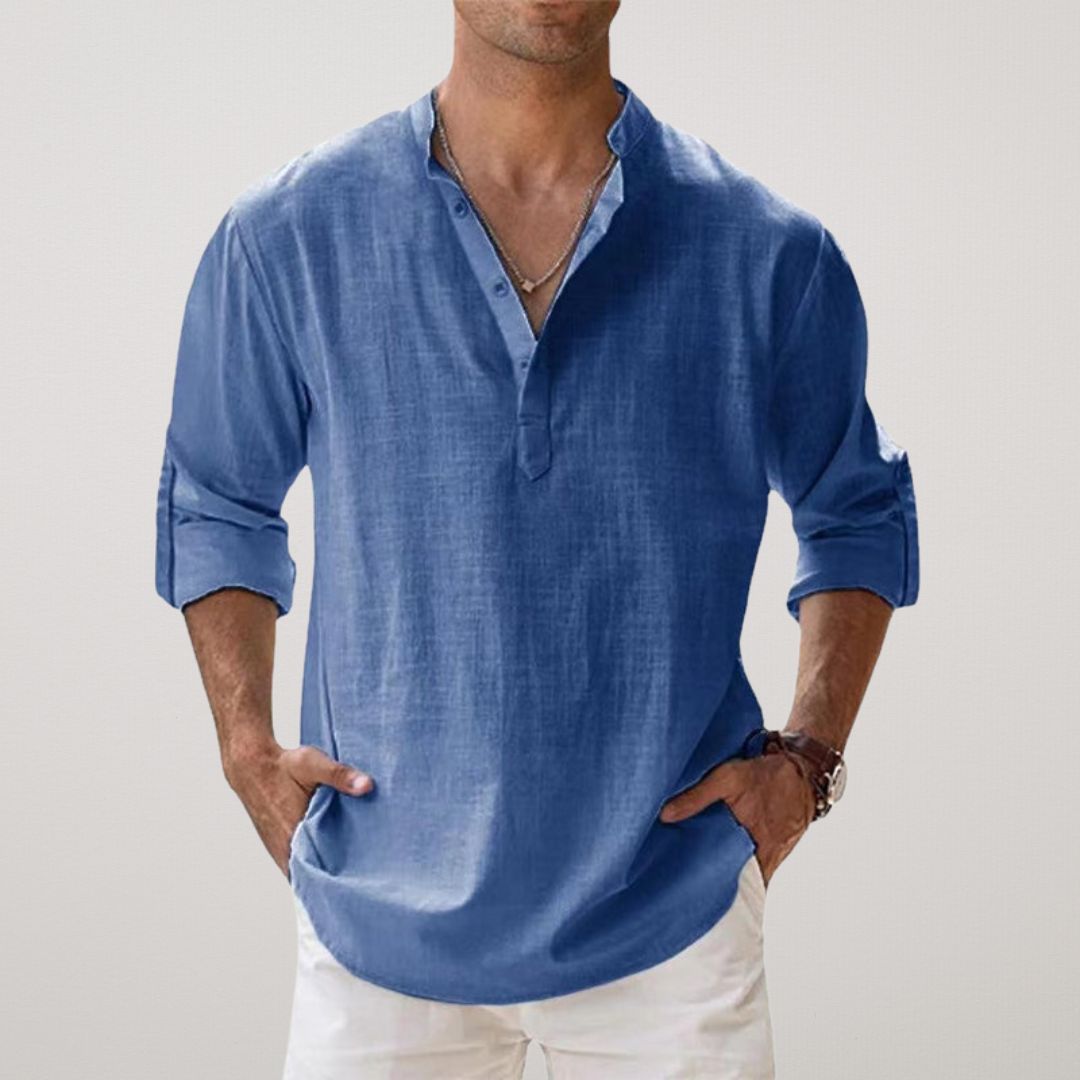 Valentina™ - Camicia Henley in cotone effetto lino