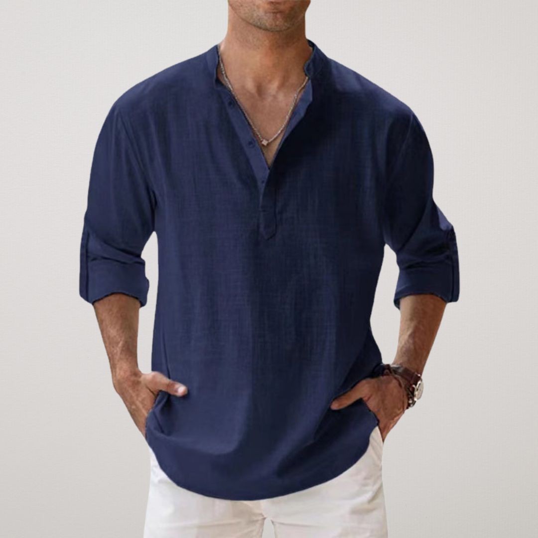 Valentina™ - Camicia Henley in cotone effetto lino