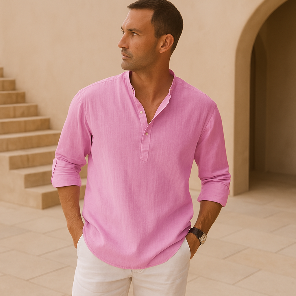 Valentina™ - Camicia Henley in cotone effetto lino