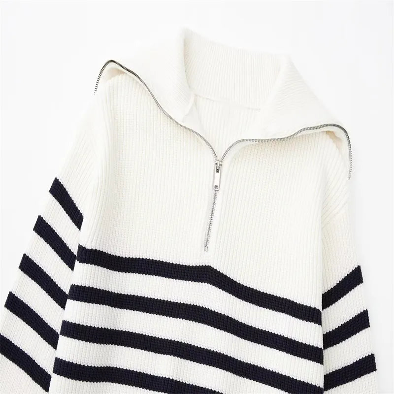 Valentina™ | Maglione a righe con zip