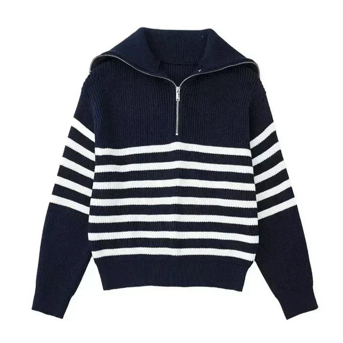 Valentina™ | Maglione a righe con zip