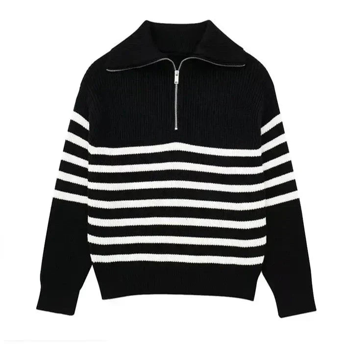 Valentina™ | Maglione a righe con zip